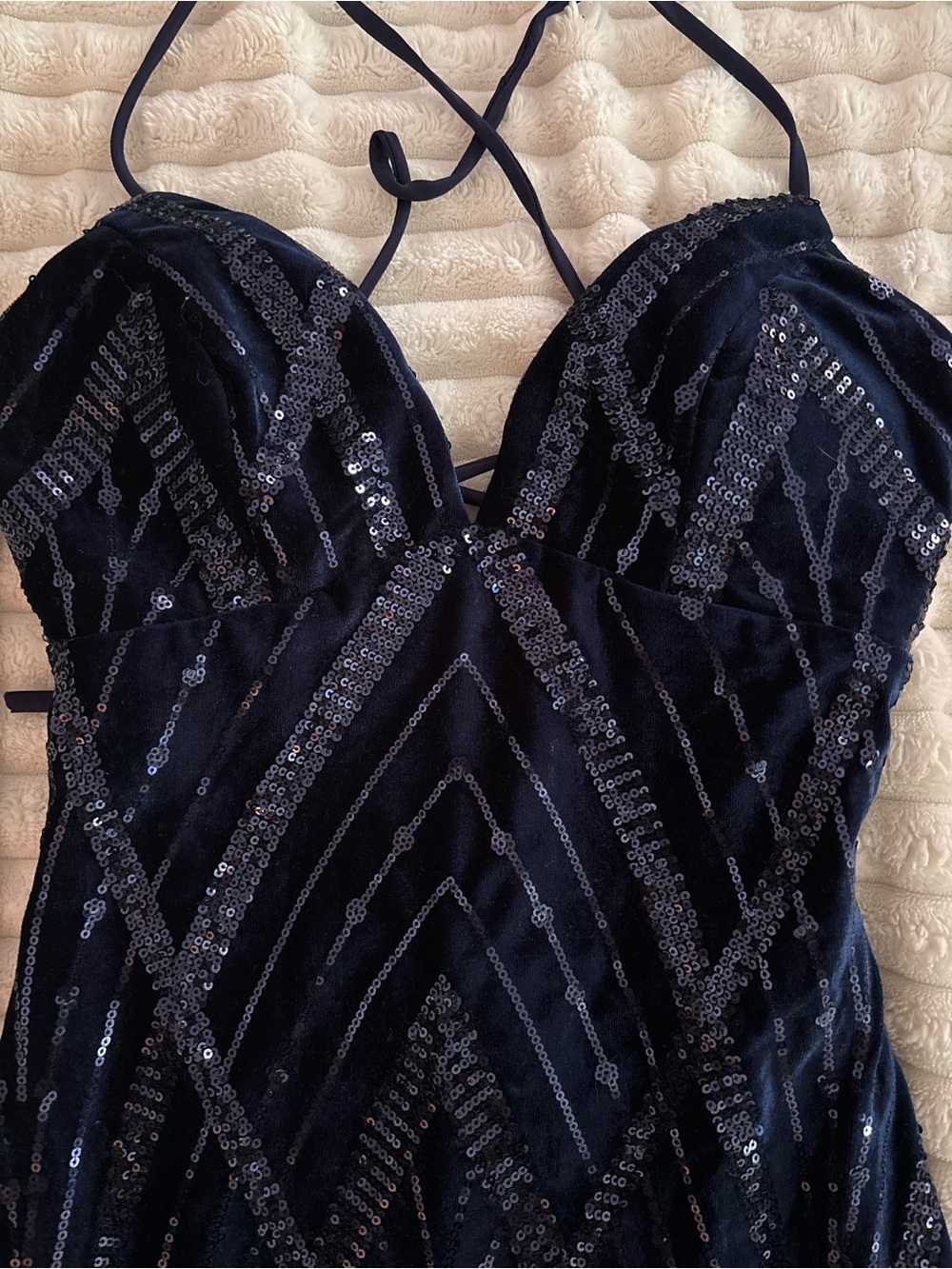Windsor Navy Sequin Strappy Mini Dress - Picture 2 of 4